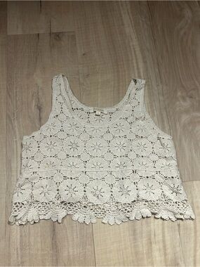 Rebellion Crochet Lace Tank Top - Cream